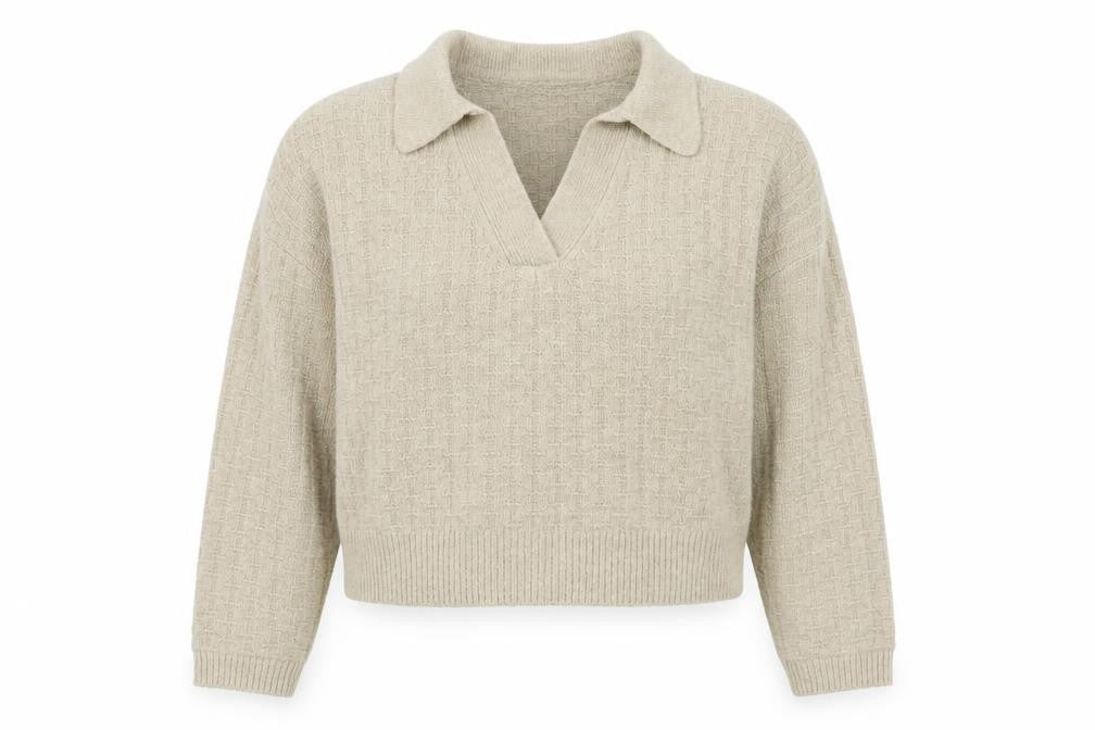 Zara Women Beige Collared Knit Pullover Jumper Size S