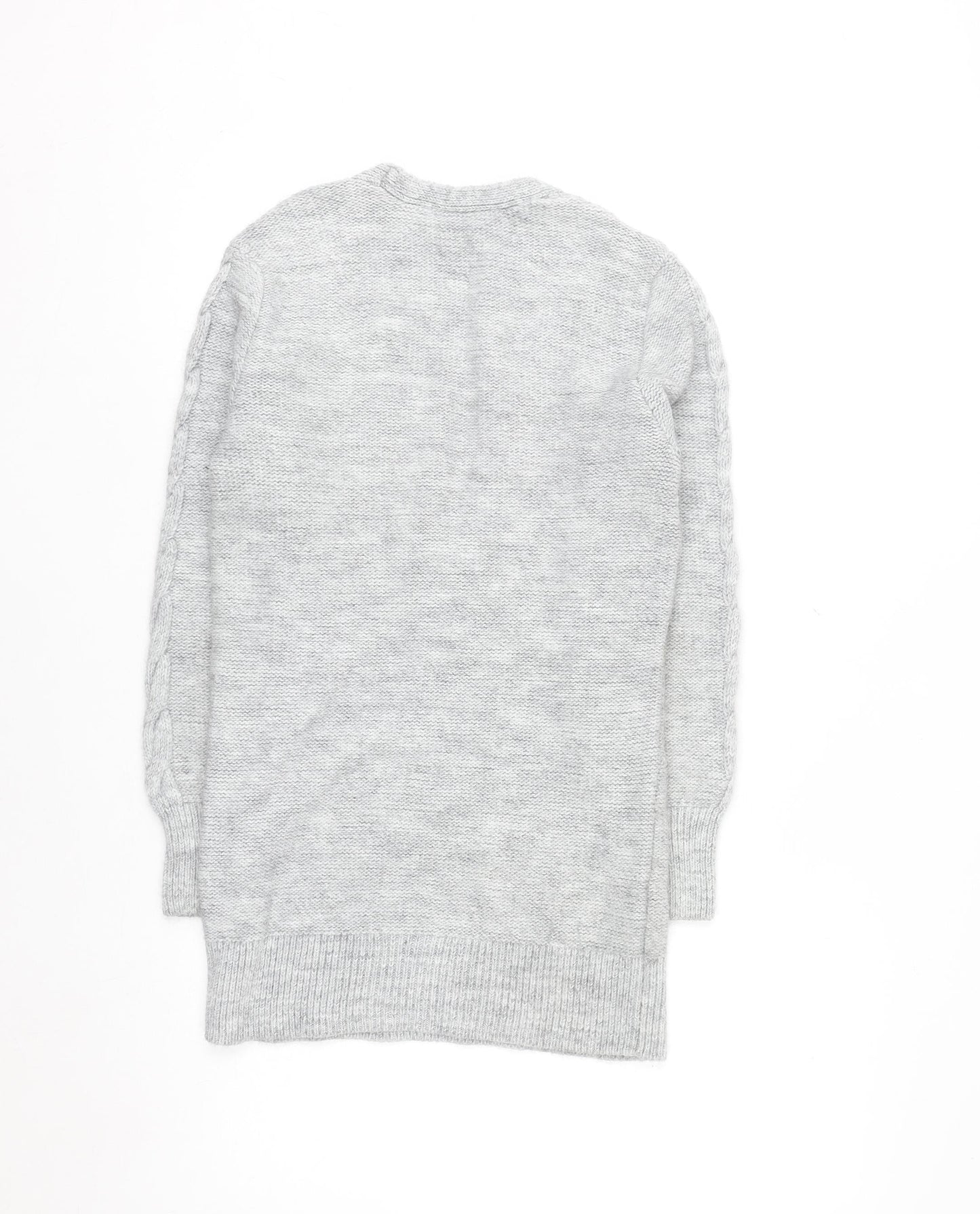 Lipsy Women’s Grey Cable-Knit V-Neck Jumper Size 6