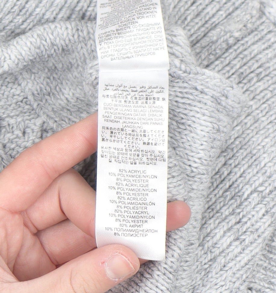 Lipsy Women’s Grey Cable-Knit V-Neck Jumper Size 6