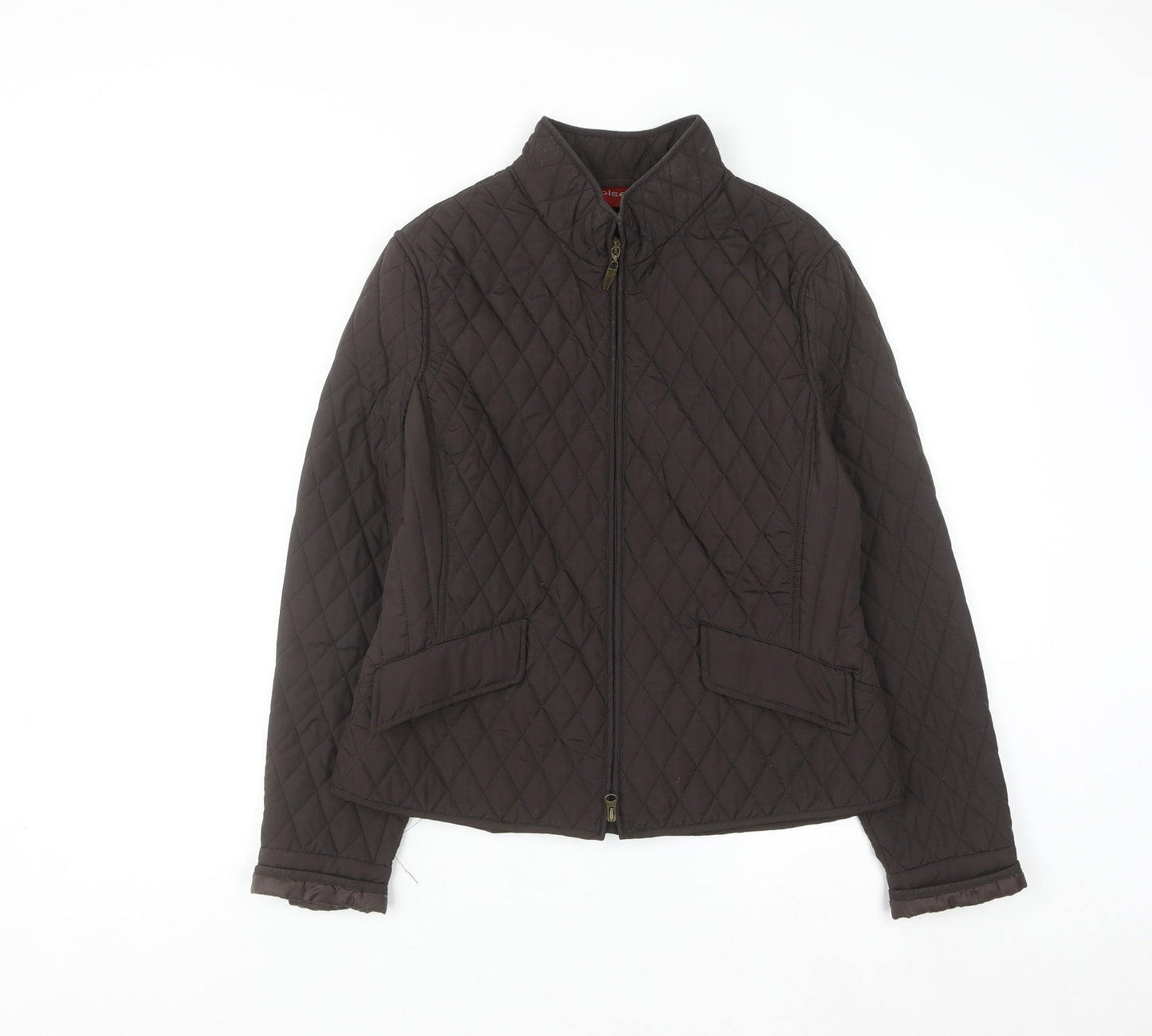 Olsen Women's Brown Quilted Mid-Length Jacket Size 12