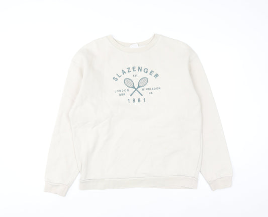 Slazenger Women's Beige Crew Neck Pullover Sweatshirt UK 10