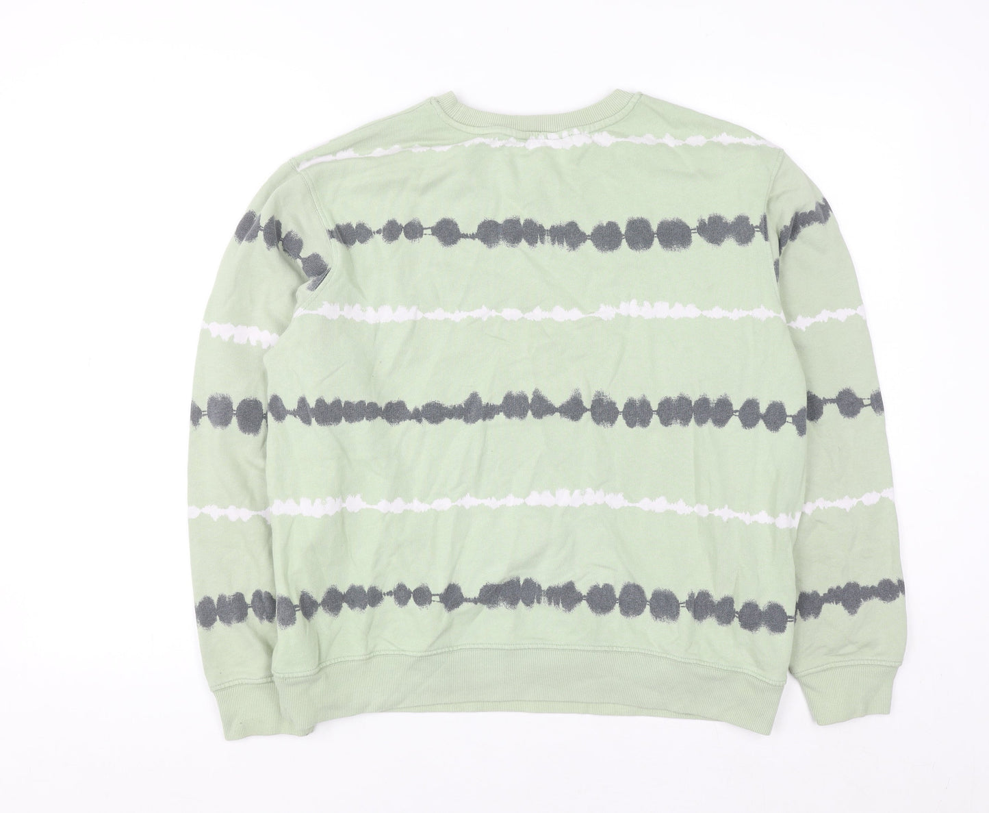 Marks and Spencer Men's Light Green Tie-Dye Cotton Sweatshirt Medium