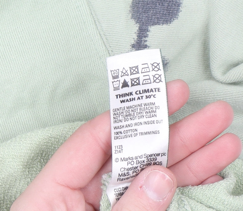 Marks and Spencer Men's Light Green Tie-Dye Cotton Sweatshirt Medium