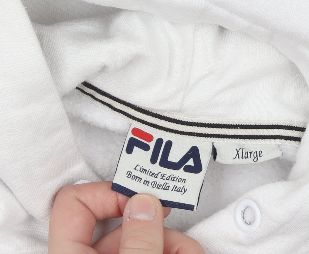 FILA Men’s White Pullover Hoodie XL Limited Edition Sportswear