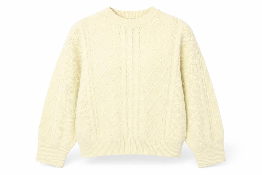 ASOS DESIGN Women's Beige Cable-Knit Mock Neck Jumper Size S