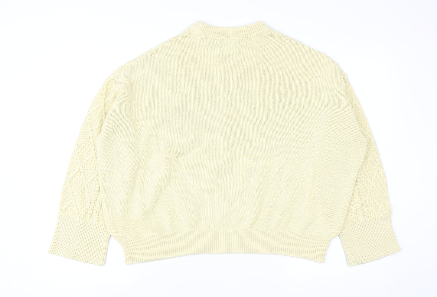 ASOS DESIGN Women's Beige Cable-Knit Mock Neck Jumper Size S
