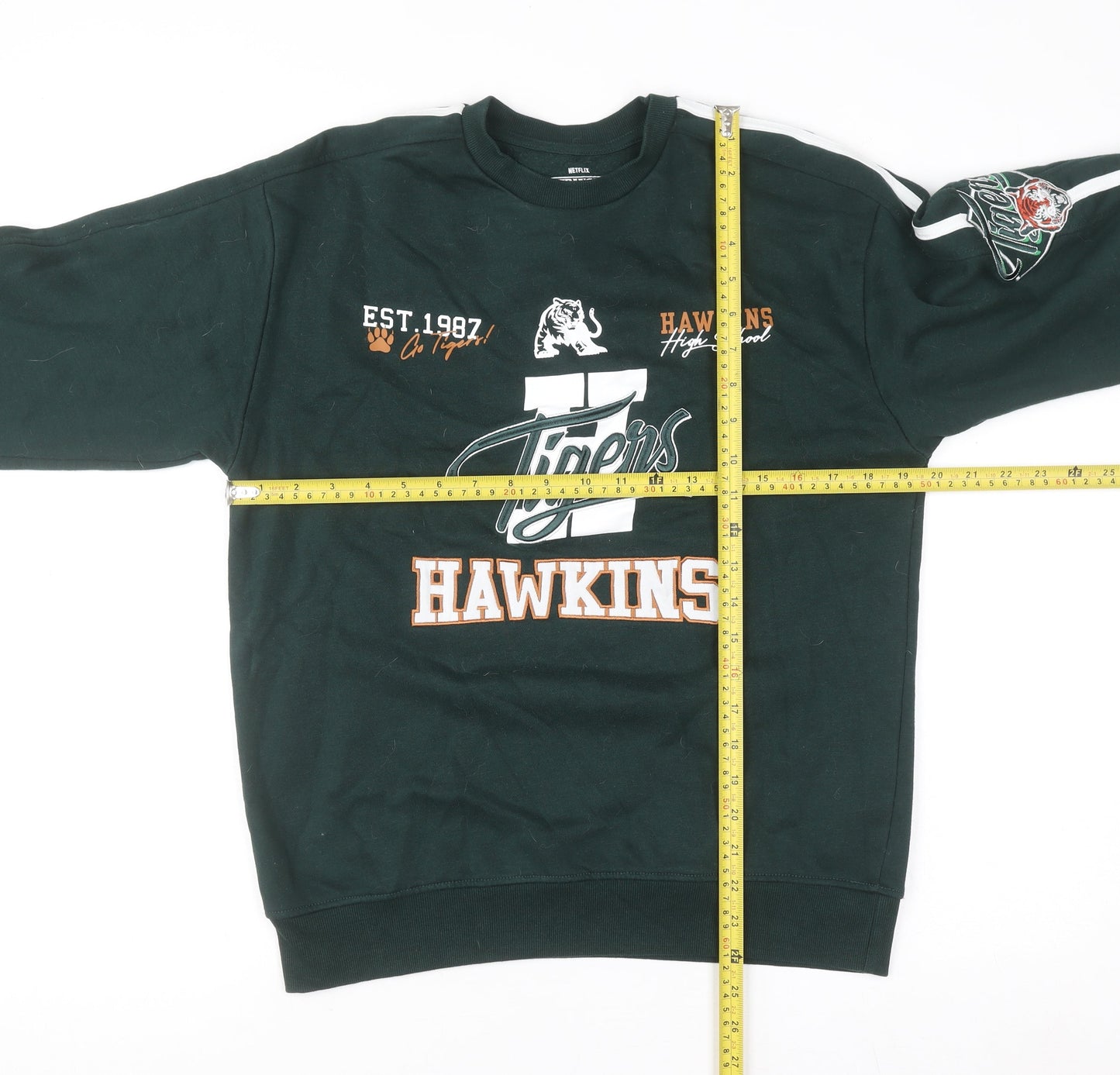 Primark Girls Green Hawkins Tigers Sweatshirt Stranger Things 12-13 Years