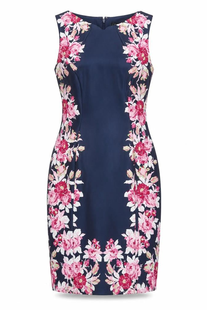 Tahari Arthur S. Levine Women's Blue Floral Sheath Dress Size 14
