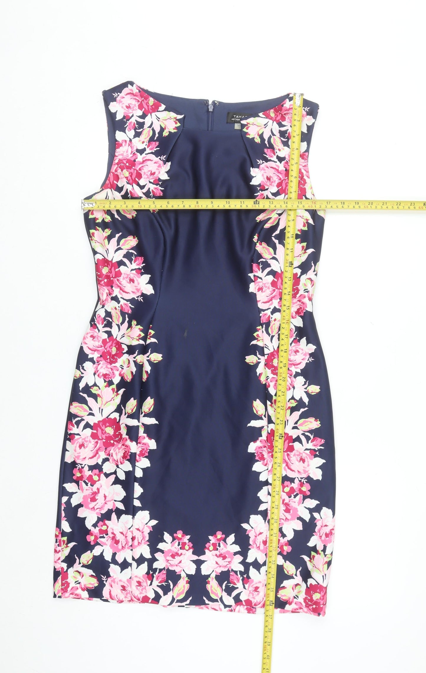 Tahari Arthur S. Levine Women's Blue Floral Sheath Dress Size 14