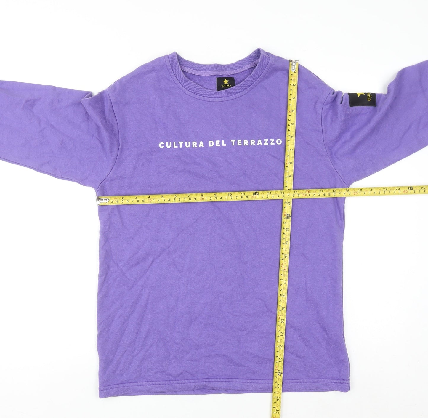 Cultura Del Terrazzo Men's Purple Small Crew Neck Pullover Sweatshirt