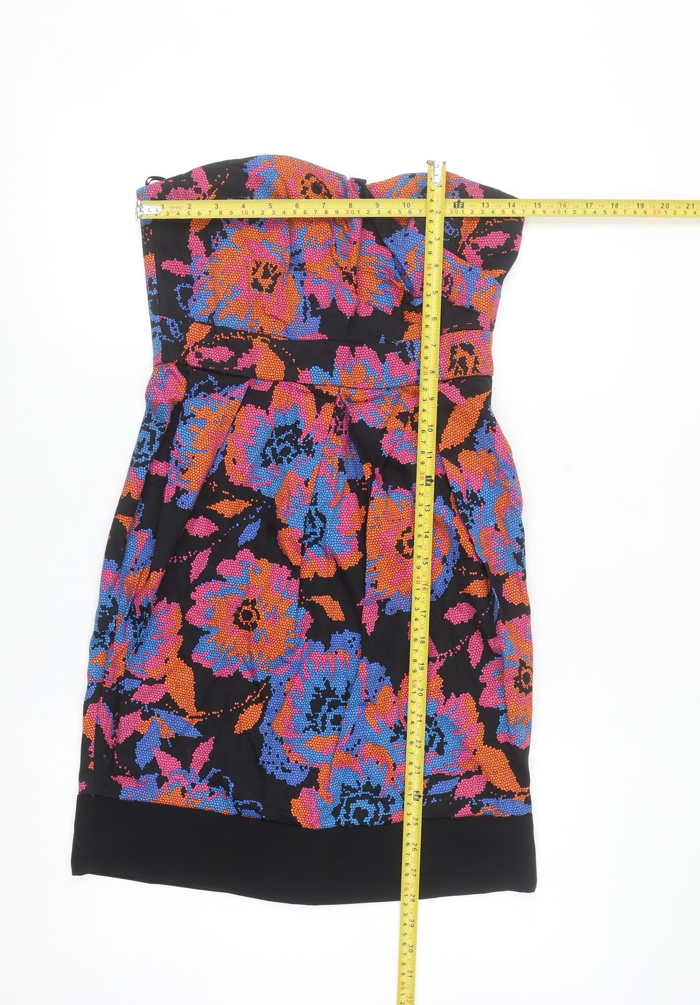 New Look Women’s Multicoloured Floral Strapless Bodycon Dress Size 10