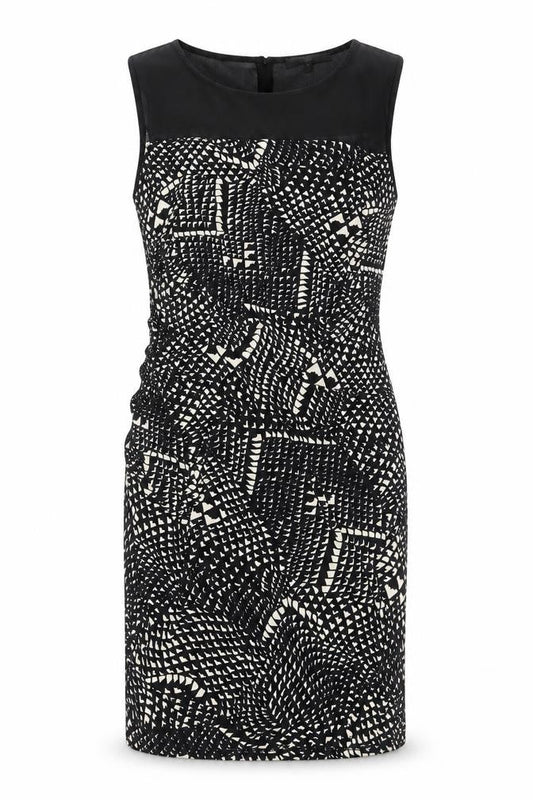 Next Women’s Black Geometric Sheath Dress Size 14 Sleeveless