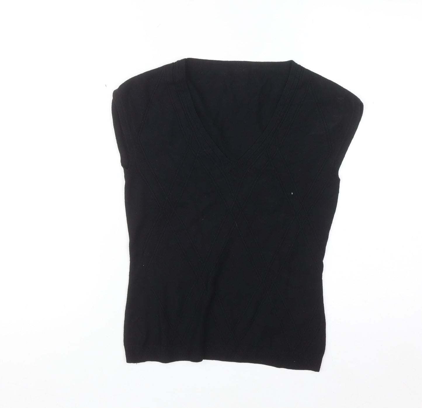 Next Women Black Viscose V-Neck Sleeveless Pullover Jumper Size 10