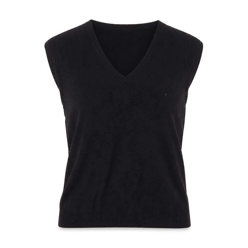 Next Women Black Viscose V-Neck Sleeveless Pullover Jumper Size 10