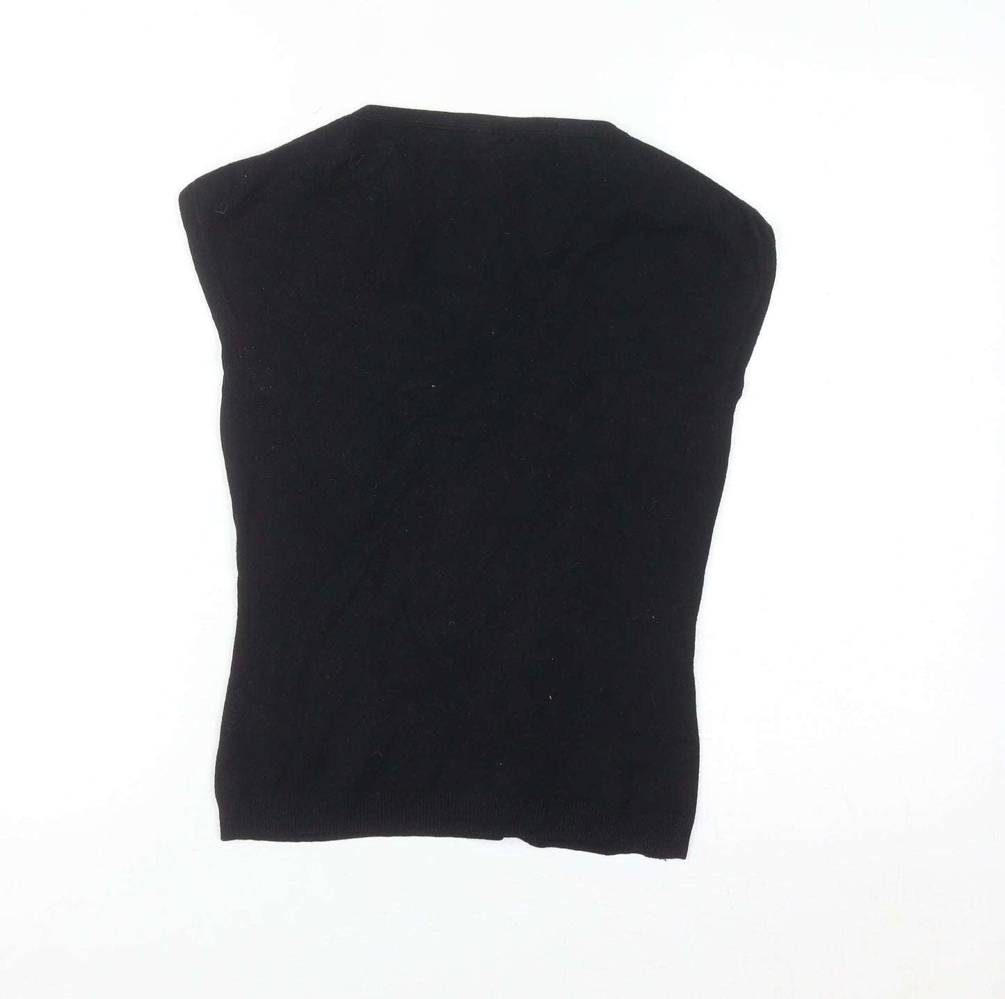 Next Women Black Viscose V-Neck Sleeveless Pullover Jumper Size 10