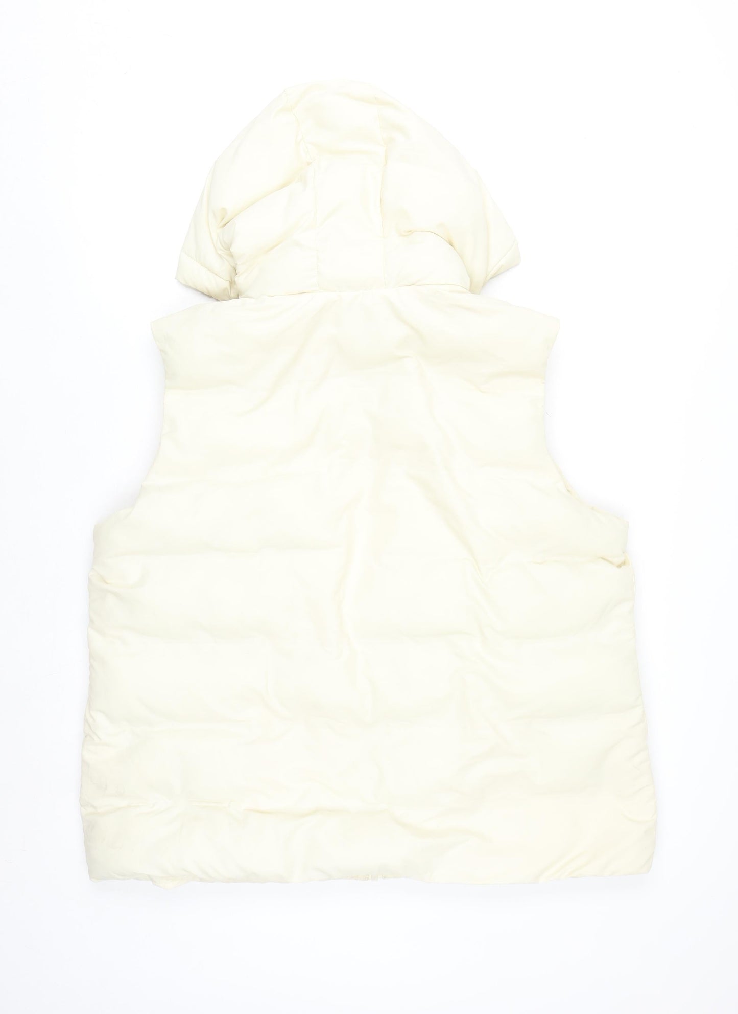 Primark Women's Ivory Puffer Hooded Waistcoat XL Quilted Gilet