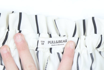 Pull&Bear Womens White Striped Paperbag Trousers Size 12