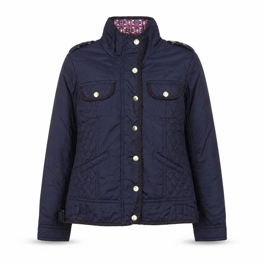 Front view of Baker by Ted Baker girls’ blue quilted jacket age 11 padded mid-length coat