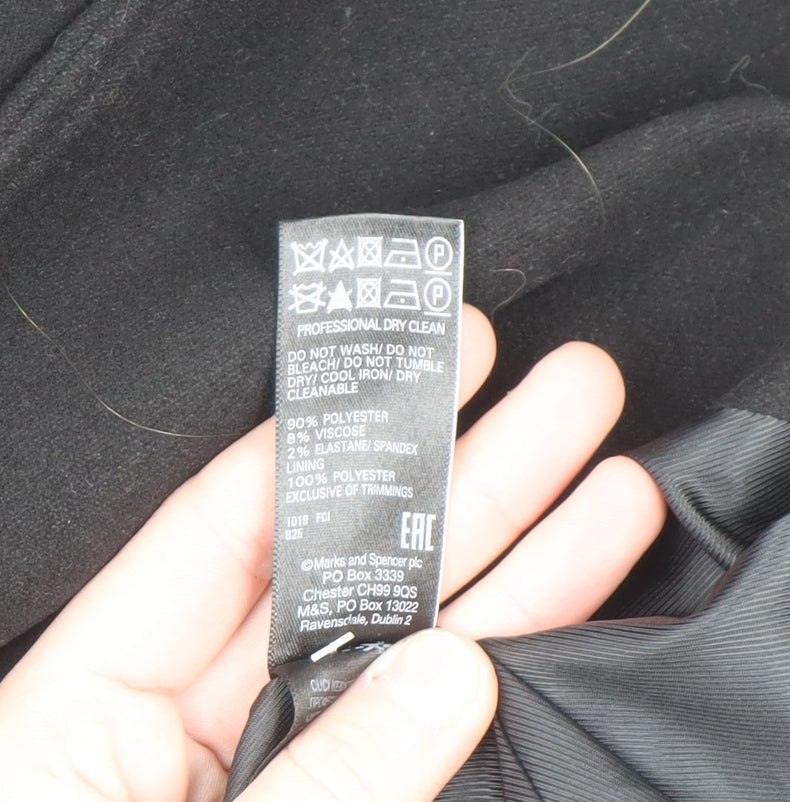 Marks and Spencer Women’s Black Long Belted Overcoat Size 12
