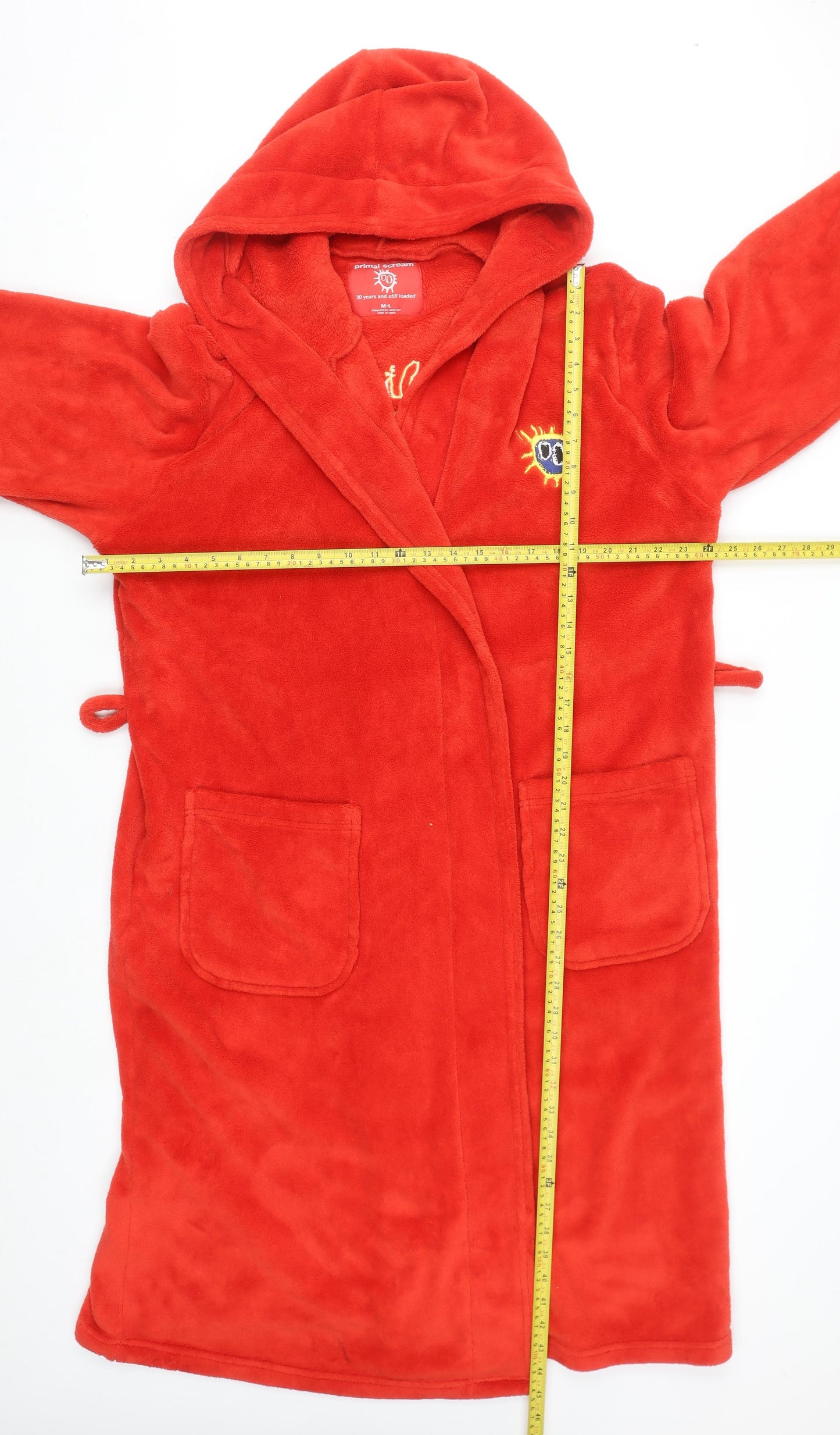Primal Scream Red Hooded Robe M-L Fleece Men's Nightwear