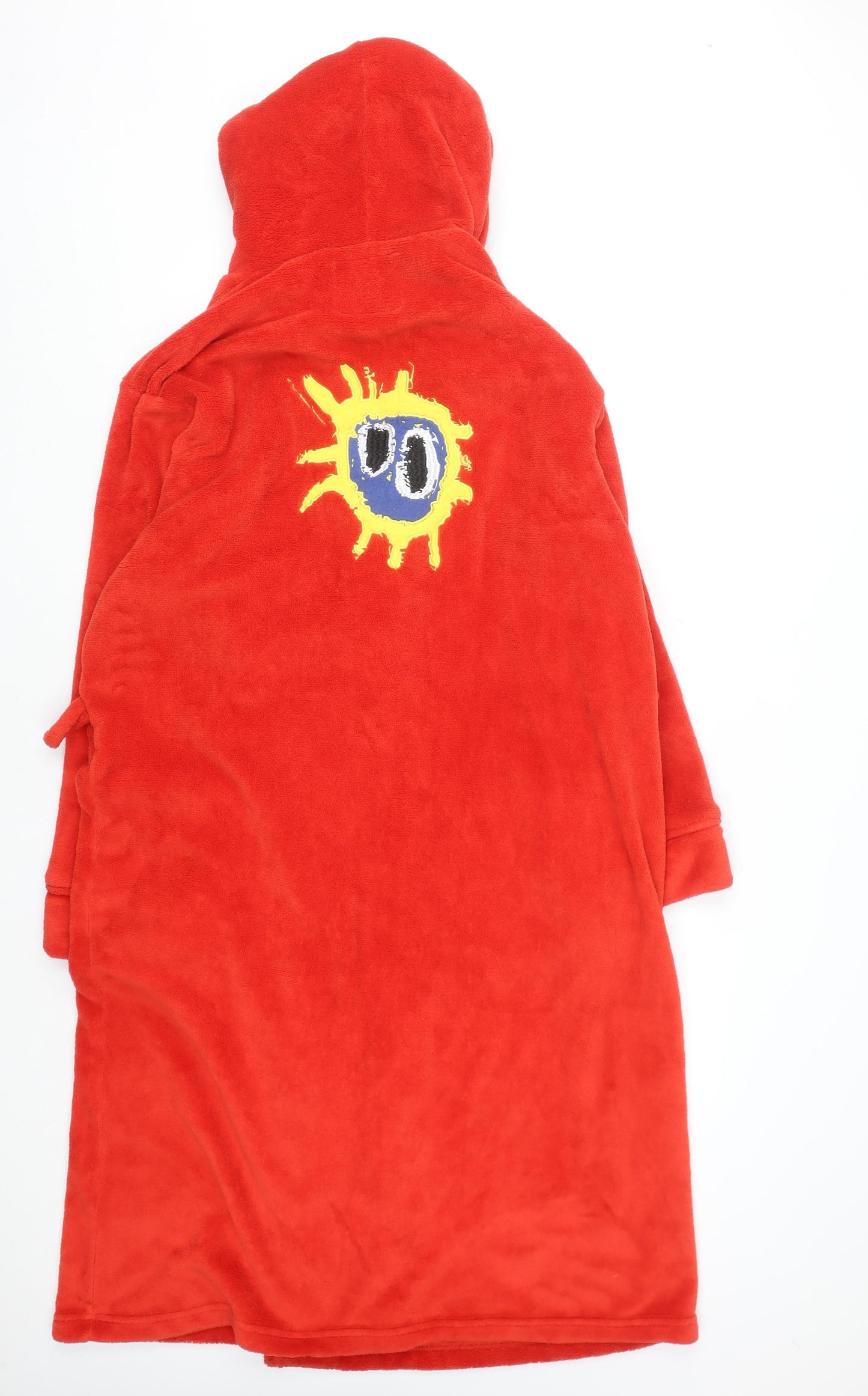 Primal Scream Red Hooded Robe M-L Fleece Men's Nightwear