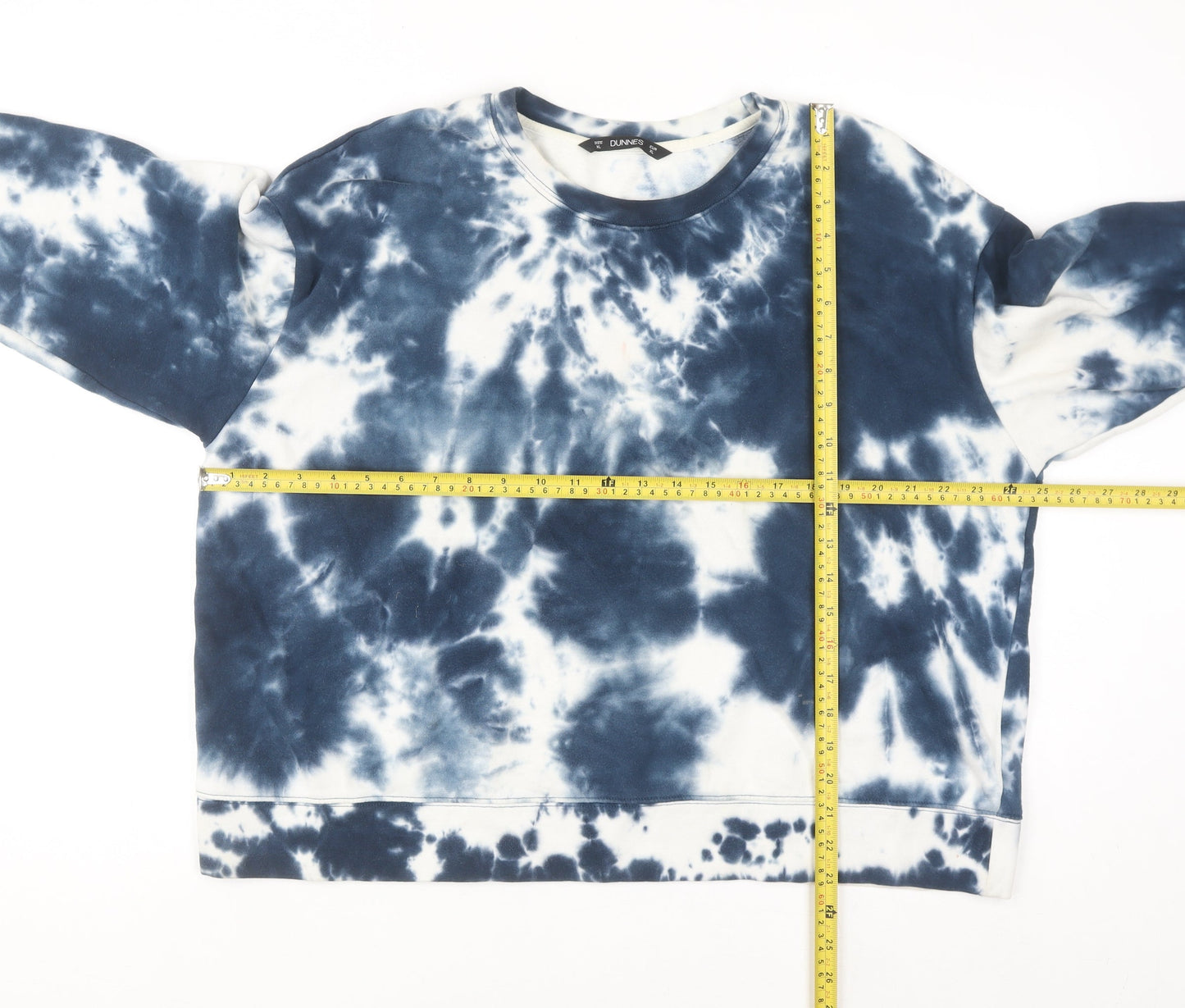 Dunnes Women Blue Tie Dye Pullover Sweatshirt XL Cotton Blend