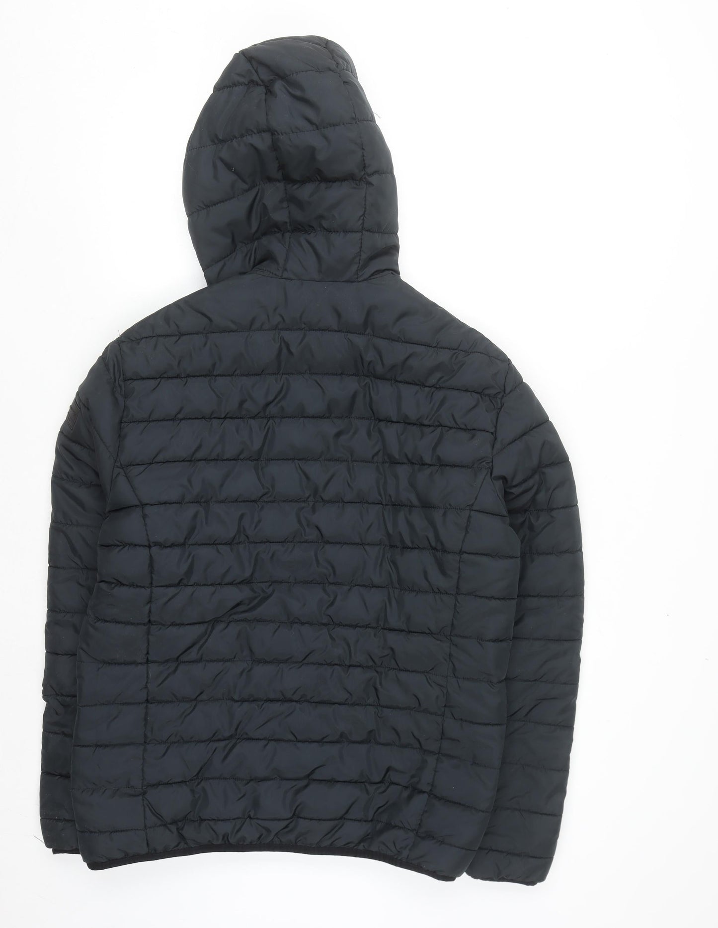 Jack & Jones Men's Black L Hooded Puffer Jacket Lightweight Winter Coat