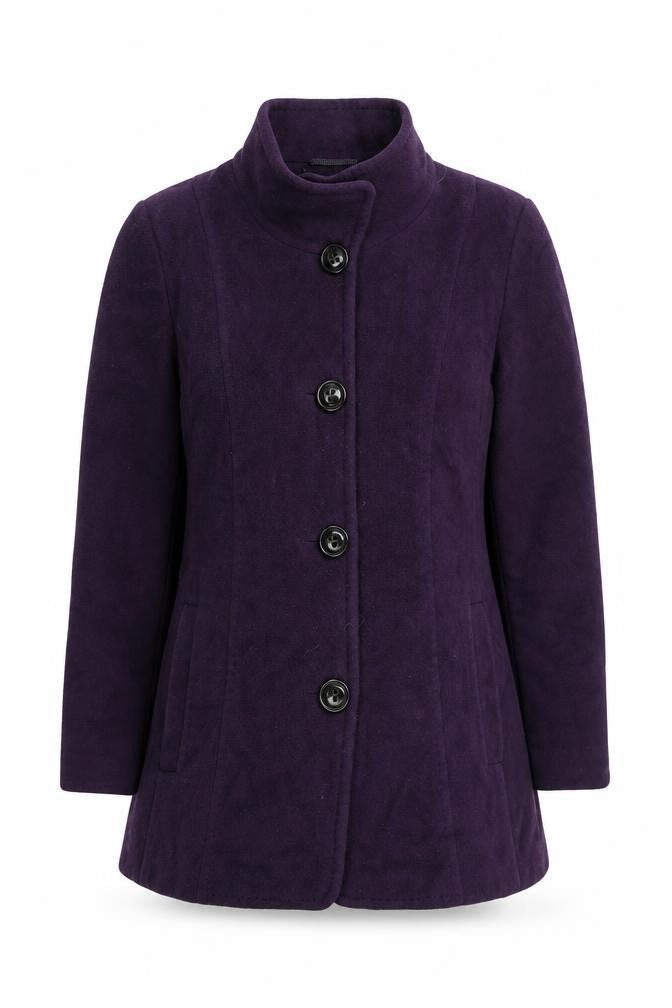 JOBIS Women's Purple Wool Angora Mid-Length Coat Size 14