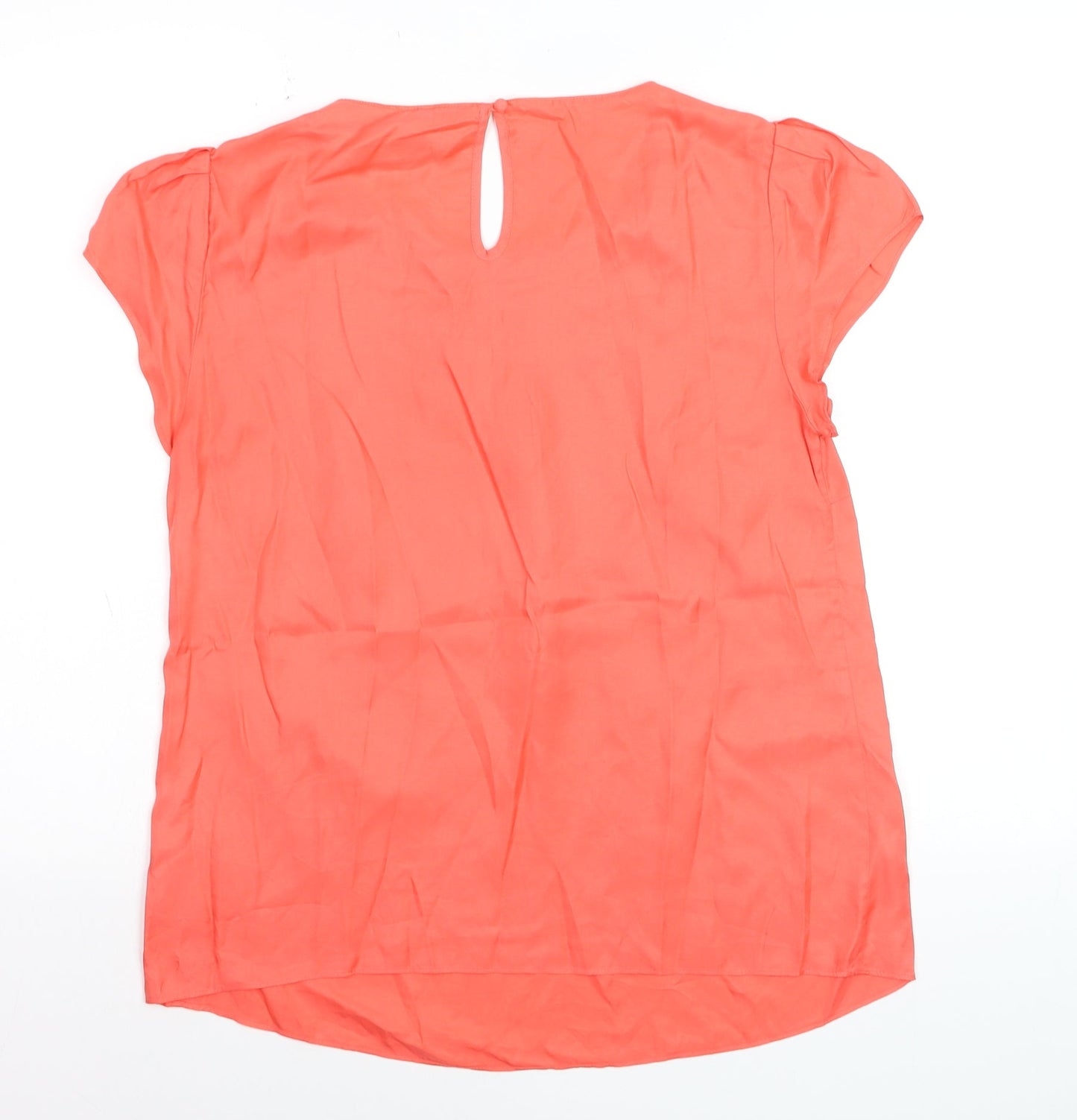 Boden Women's Orange Silk Blend Pleated Short Sleeve Blouse UK 12