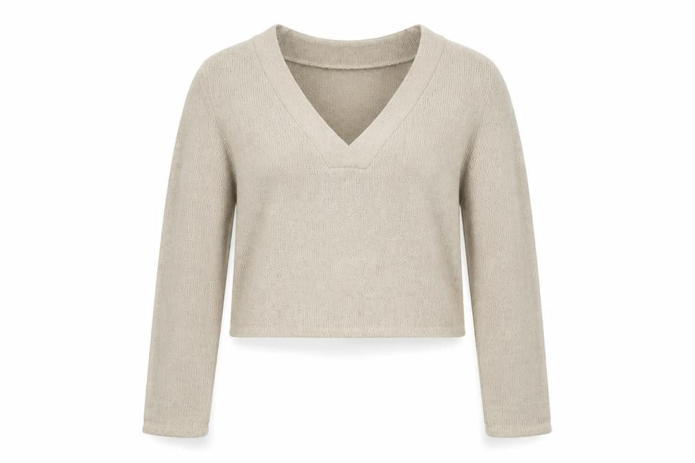 H&M Women’s Beige V-Neck Knit Pullover Jumper XS