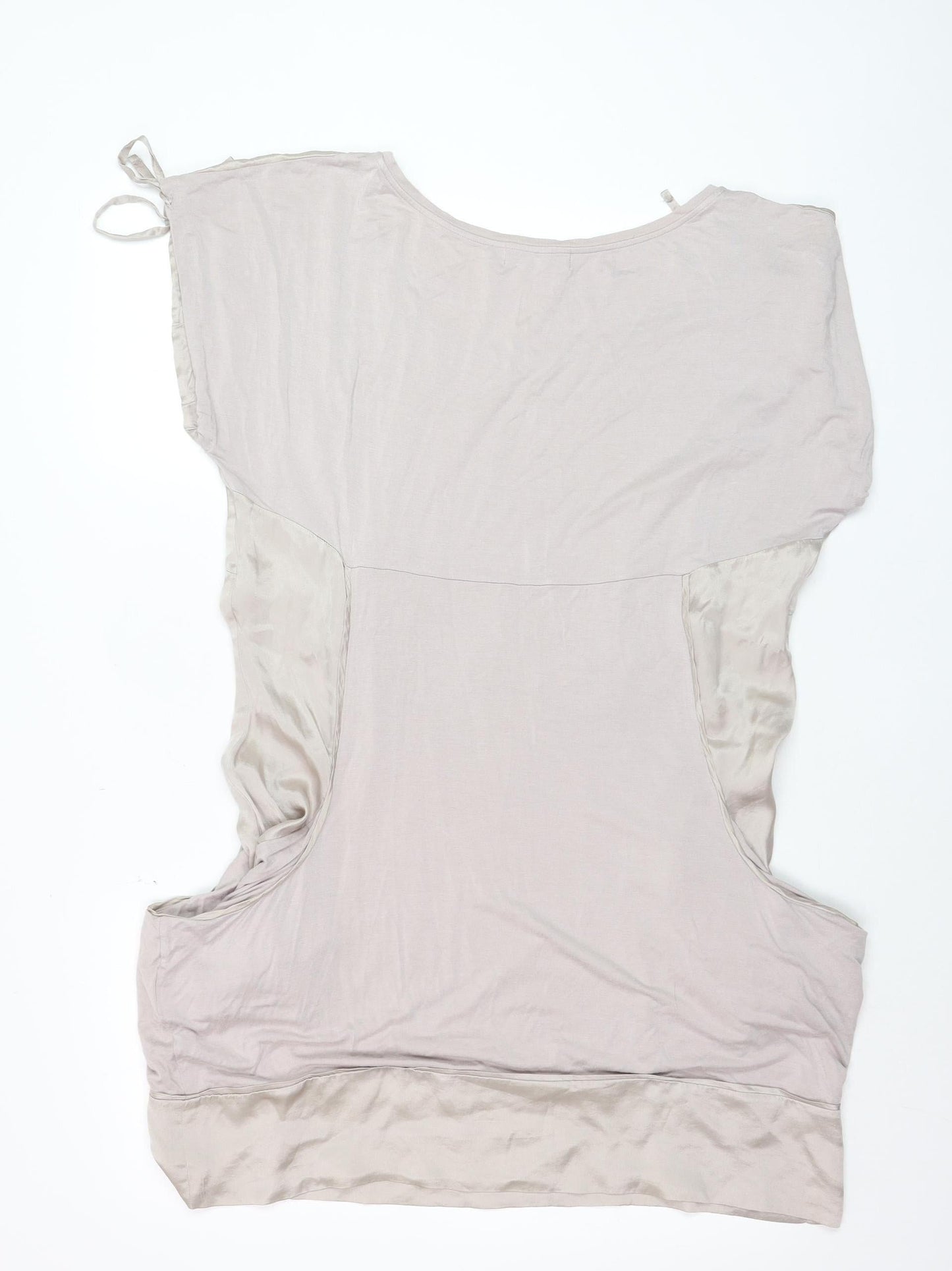Mint Velvet Women Beige Silk Jersey Blouse Size 12 Relaxed Fit