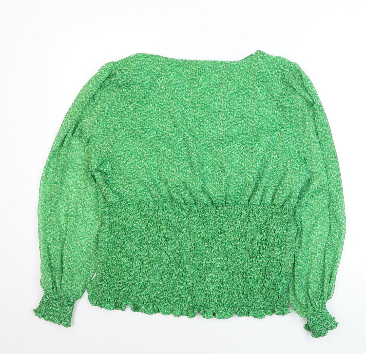 Gallery Women's Green Wrap Blouse Size 16 Long Sleeve V-Neck