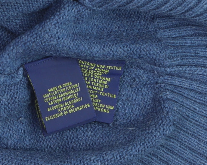 Polo Ralph Lauren Men's Blue Cotton 1/2 Zip Jumper Size L