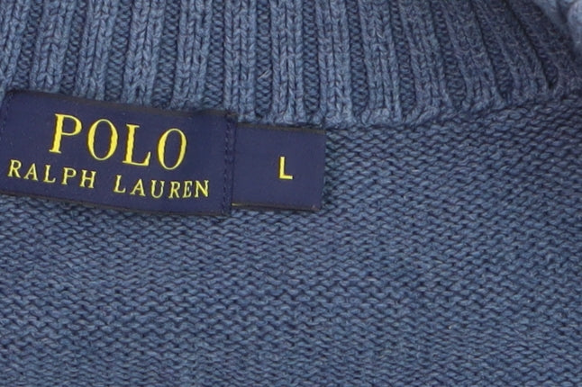 Polo Ralph Lauren Men's Blue Cotton 1/2 Zip Jumper Size L