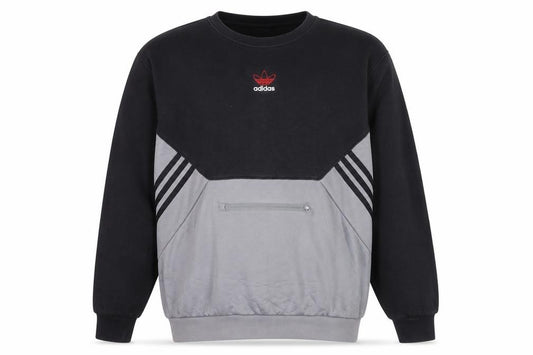 Adidas Men's Black Grey Logo Pullover Sweatshirt Size M