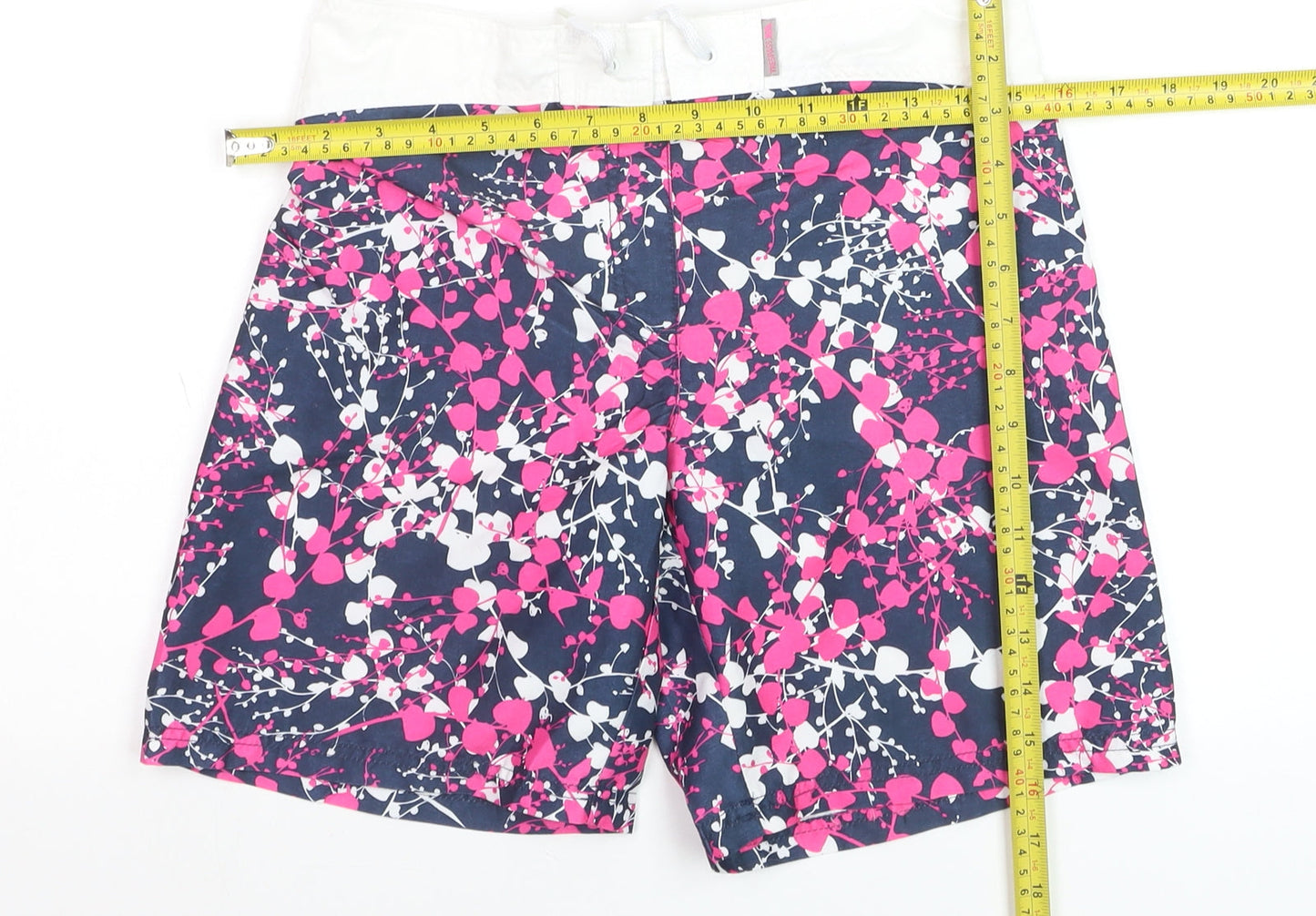 Trespass Girls Navy Pink Floral Swim Shorts 11-12 Years Polyester Beachwear