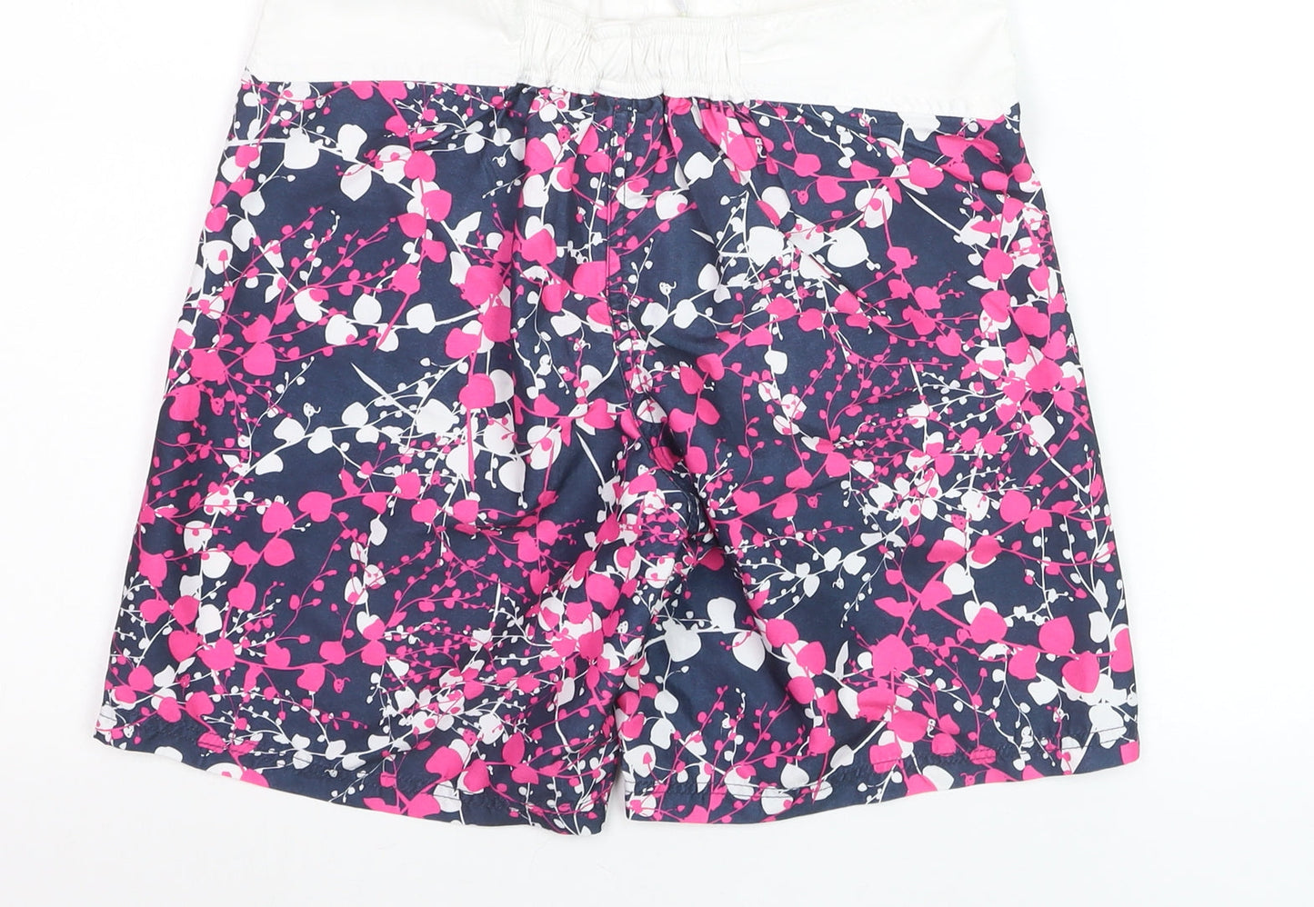 Trespass Girls Navy Pink Floral Swim Shorts 11-12 Years Polyester Beachwear
