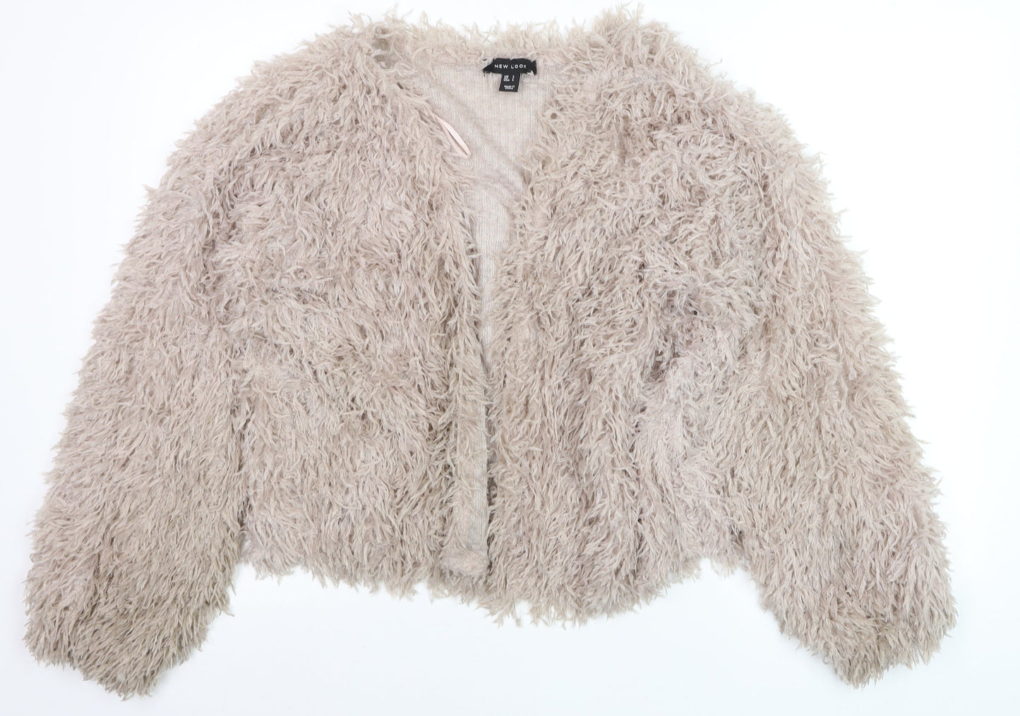 New Look Women Beige Faux Fur Open Short Jacket L