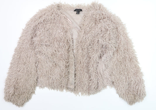 New Look Women Beige Faux Fur Open Short Jacket L