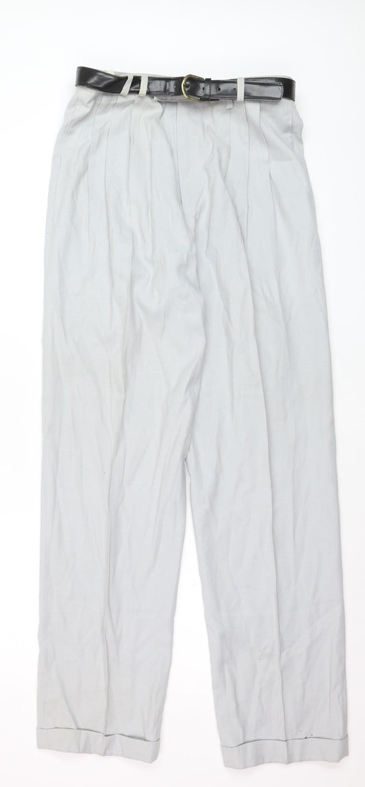 Robert Clive Men's Grey 32L Pleated Dress Trousers