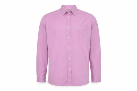 Ben Sherman Men Pink Cotton Long Sleeve Classic Fit Dress Shirt Size 16