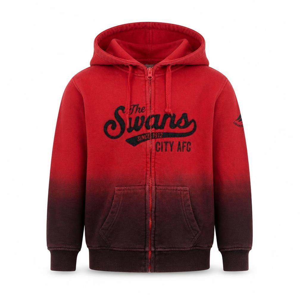 Swansea City AFC Boys Red Full Zip Hoodie 11-12 Years Gradient Football Fanwear