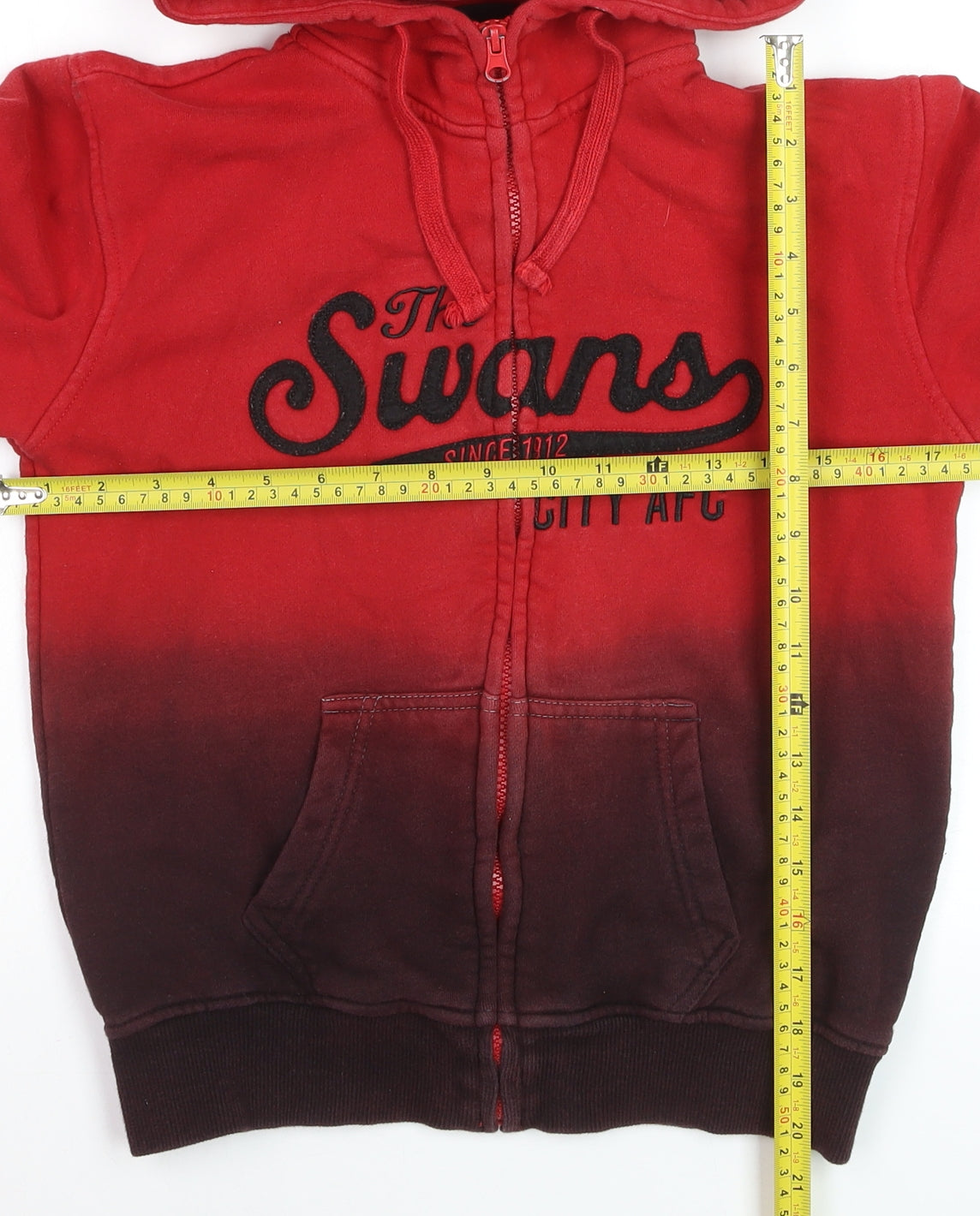 Swansea City AFC Boys Red Full Zip Hoodie 11-12 Years Gradient Football Fanwear