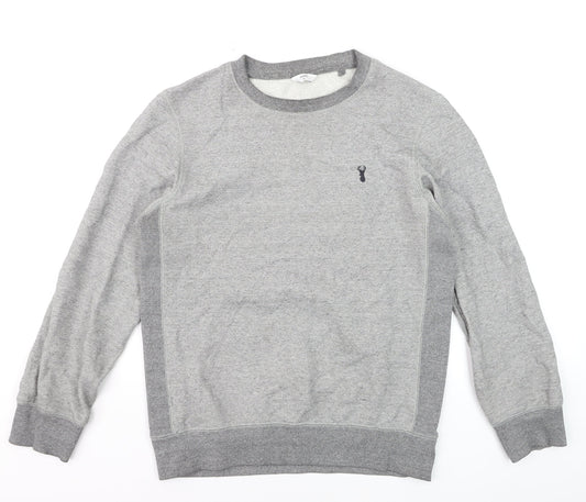 Next Men's Grey Cotton Blend Crew Neck Pullover Sweatshirt Size S