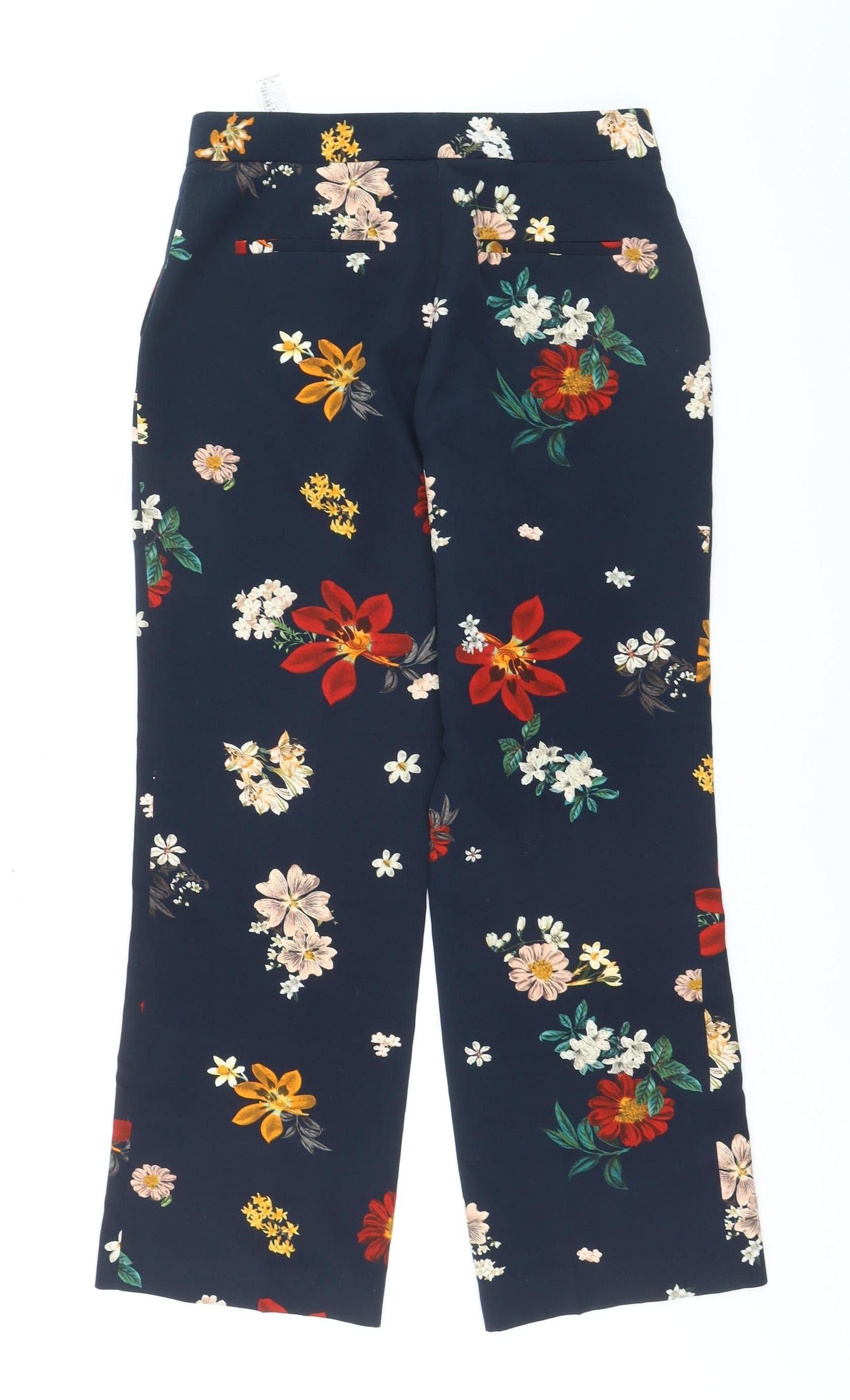 Zara Women's Multicoloured Floral Crepe Straight Trousers Size M