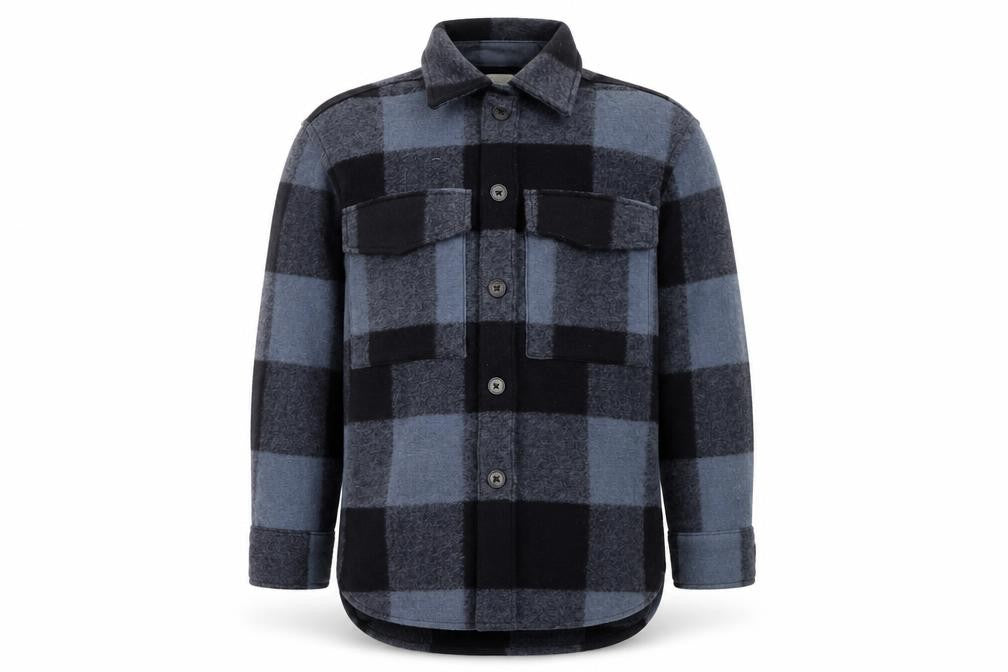 H&M Men's Blue Check Flannel Button-Up Shirt XS Casual Long Sleeve