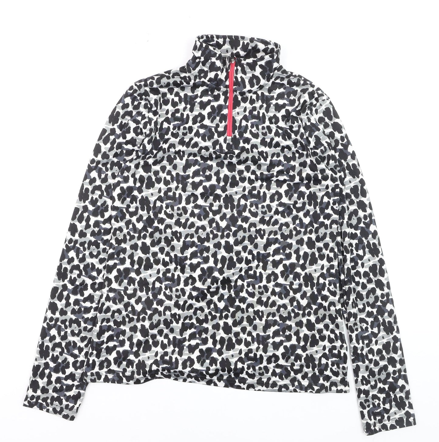 Crivit Women’s Grey Animal Print 1/4 Zip Pullover Sweatshirt Size 12