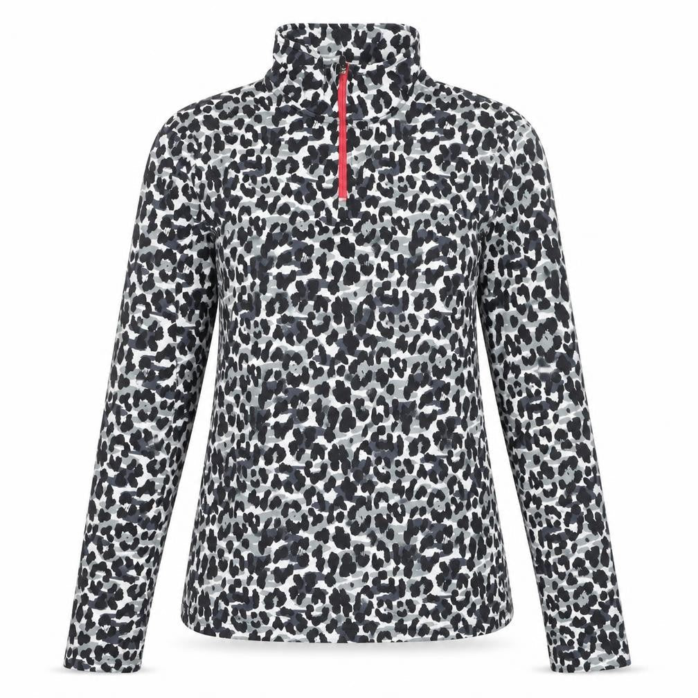 Crivit Women’s Grey Animal Print 1/4 Zip Pullover Sweatshirt Size 12