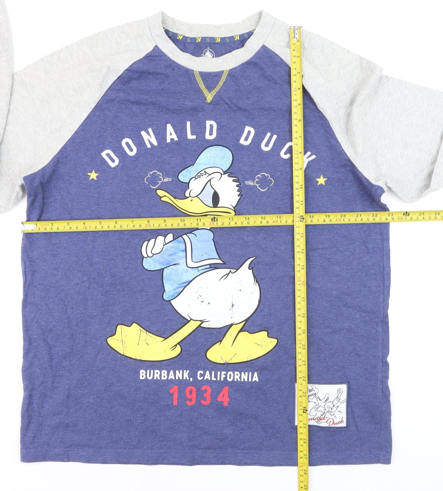 Disney Men's Blue Donald Duck Long Sleeve Graphic T-Shirt L
