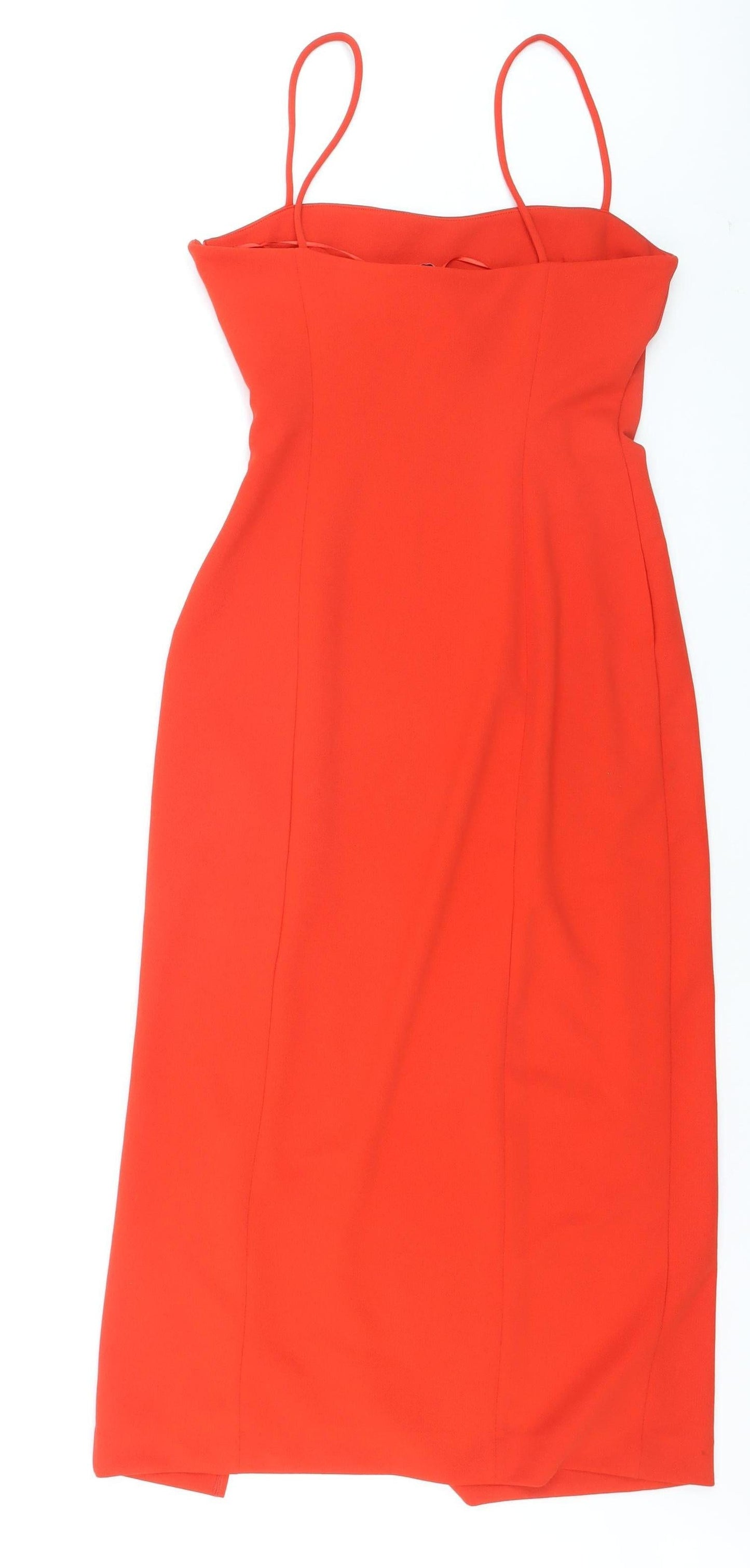 ZARA Women Red Bodycon Knee Length Sleeveless Zip Dress Size 12